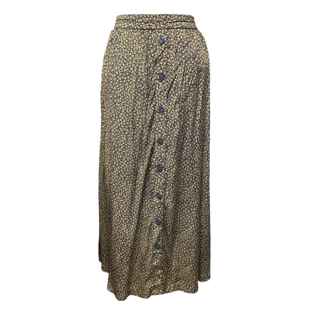 VTG August Silk XL Floral Button Front Midi Skirt Whimsigoth Cottagecore Hippie